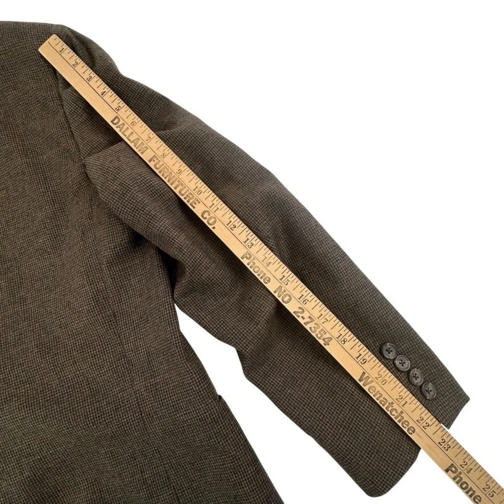 Graham & Gunn Mens 40R Suit Set 33 x 29 Pants Brown‎ Micro Check Wool Blend